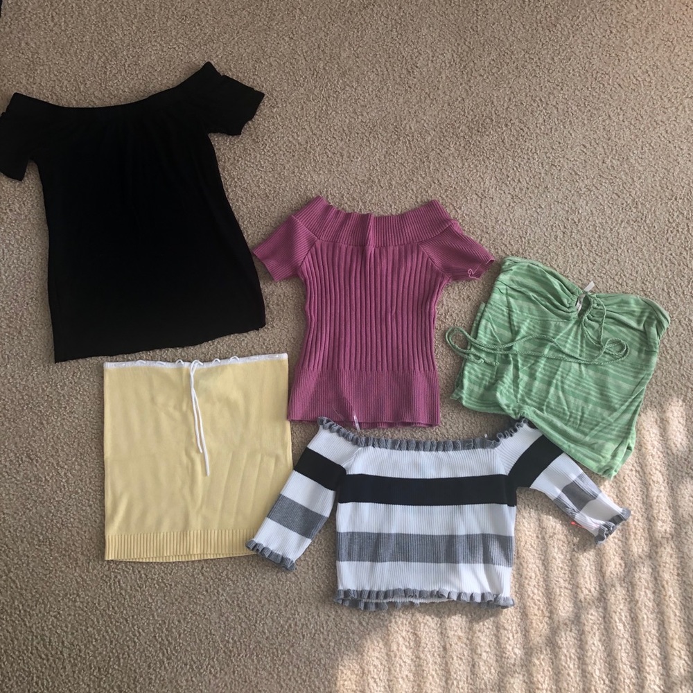 off shoulder crop tops